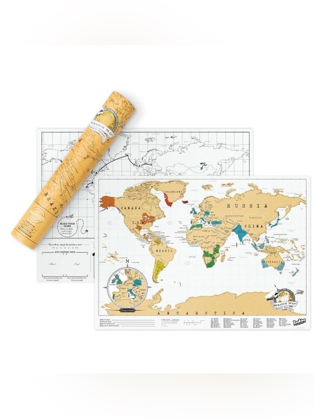 Luckies Scratch Map Travel Edition Yellow World Travel Poster
